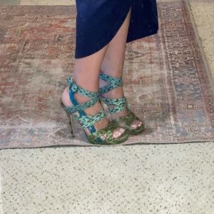 Jimmy Choo Snake Print Strappy Heels